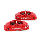 Detailed view of the 4 racing pistons inside a TTSPORT 5440 forged brake caliper.