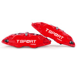 Detailed view of the 6 pistons with dust boot inside a TTSPORT 8611S forged brake caliper.