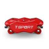 Detailed view of the 4 racing pistons inside a TTSPORT DRT4 drift racing forged brake caliper.