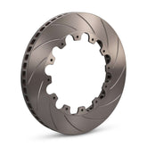A TTSPORT high-carbon steel brake rotor with a slotted design, shown on a white background, engineered for performance street and racing cars.