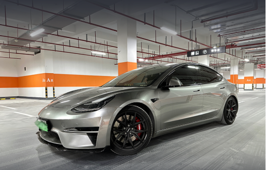Tesla Model 3 fitted with a TTSPORT EPB-series big brake kit front and rear