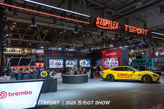 Visitors gather around a TTSPORT big brake kit display at the GT SHOW exhibition booth