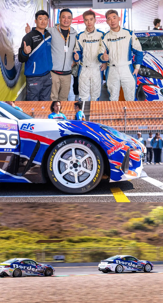 Border Racing GR86 spec car braking hard into a corner during the Race Track Hero endurance race