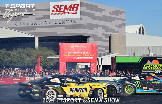 TTSPORT forged brake calipers displayed at the SEMA Show Racing and Performance hall in Las Vegas