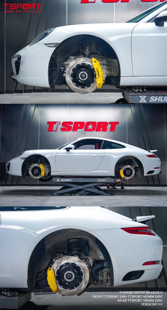 Porsche 911 fitted with TTSPORT Evolution Series EB8 eight-piston big brake kit and 405mm rotor
