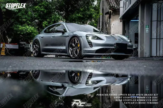 Porsche Taycan 4 Cross Turismo fitted with a TTSPORT carbon-ceramic big brake kit front and rear