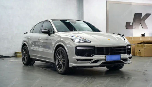 Porsche Cayenne with OEM 10-piston front caliper and TTSPORT 415mm high-carbon rotor installed