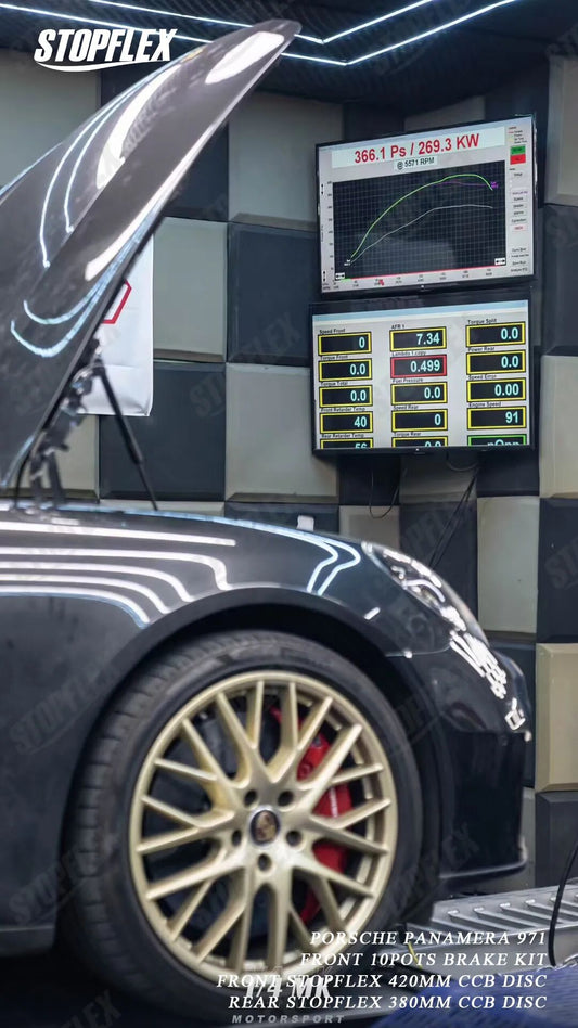 Porsche Panamera 971 with TTSPORT ten-piston front caliper and carbon-ceramic big brake kit installed