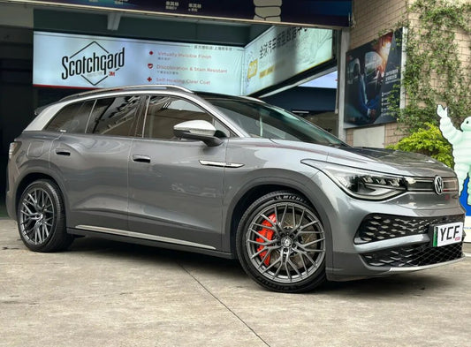 Volkswagen ID.6 X fitted with TTSPORT Evolution EB10 ten-piston big brake kit and 420mm rotor