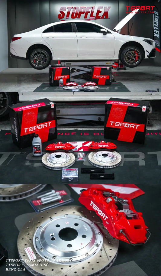 Mercedes-Benz CLA fitted with TTSPORT Classic 8657S six-piston big brake kit behind 18-inch wheel