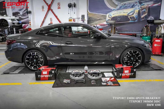 BMW 430i front wheel fitted with TTSPORT Mono EMB6 forged six-piston caliper and 380mm rotor