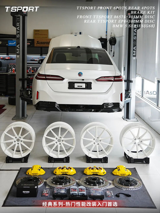 BMW 5 Series G68 fitted with TTSPORT Classic Series front six-piston big brake kit behind 20-inch wheels