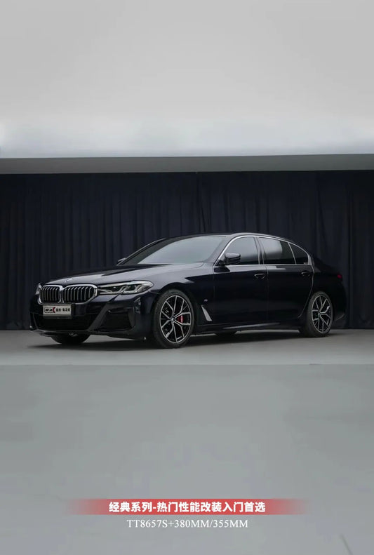 BMW 5 Series sedan fitted with the TTSPORT Classic Series 8657S six-piston big brake kit