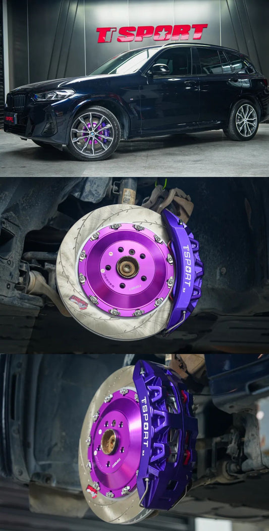 BMW X3 fitted with TTSPORT Slim SL8 eight-piston front big brake kit behind a 20-inch wheel