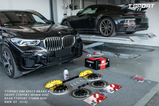 BMW X5 G18 fitted with TTSPORT Evolution EB8 eight-piston front big brake kit and 405mm rotor