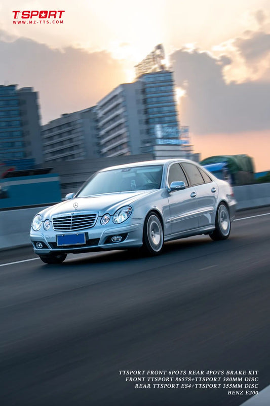 Mercedes-Benz W210 E-Class fitted with a TTSPORT Classic 8657S six-piston front big brake kit