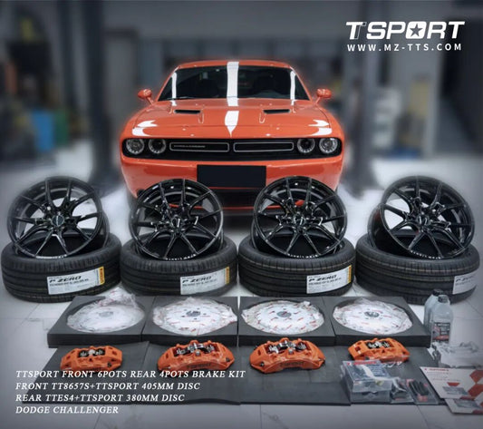 Dodge Challenger fitted with TTSPORT Classic 8657S six-piston front big brake kit