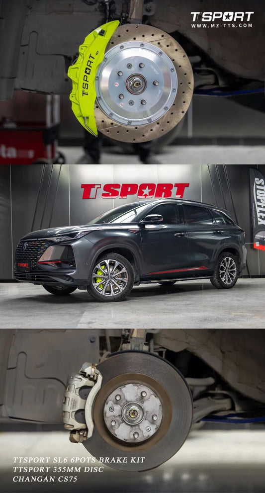 Changan CS75 fitted with TTSPORT Slim SL6 six-piston big brake kit behind the factory 19-inch wheel