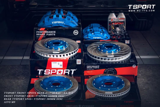 AITO M9 SUV fitted with TTSPORT Evolution EB10 front and EP4S rear big brake kit behind 22-inch wheels