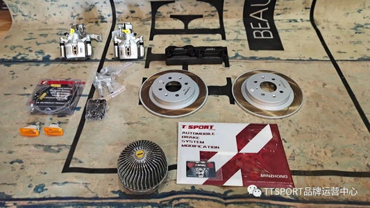 2020 Honda Fit/Jazz CROSSTAR MAX rear wheel fitted with a TTSPORT drum-to-disc brake conversion kit