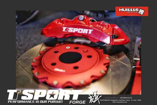 Audi A4L fitted with TTSPORT 8703 monobloc six-piston big brake kit behind 18-inch wheel
