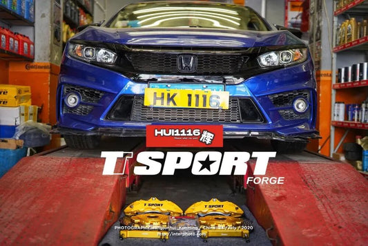 10th-gen Honda Civic fitted with TTSPORT 8703 six-piston big brake kit behind 18-inch wheels