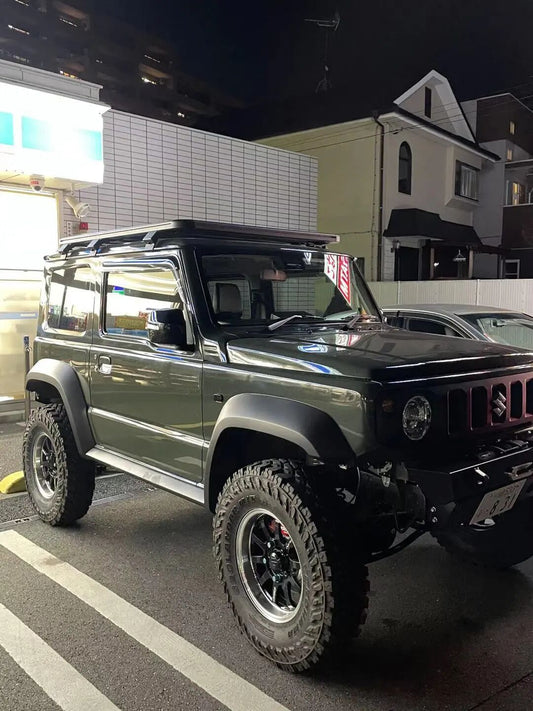 Suzuki Jimny fitted with a TTSPORT forged four-piston big brake kit behind its OEM wheel