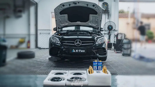 Mercedes-Benz W205 C-Class fitted with a TTSPORT 9040 six-piston forged big brake kit behind the factory 19-inch wheel