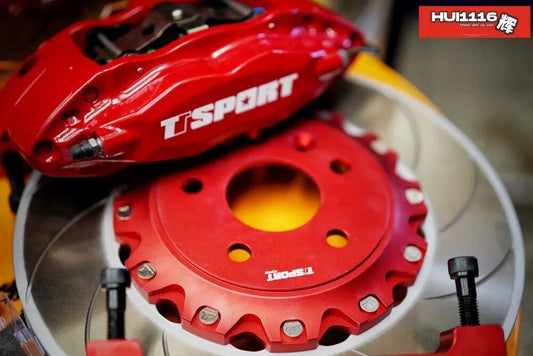 Audi A3 with TTSPORT Classic 6410 four-piston big brake kit installed behind an 18-inch wheel
