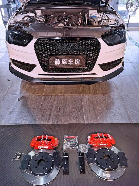 Audi A4 fitted with TTSPORT 9040 forged six-piston caliper behind an 18-inch wheel