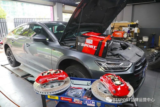 Audi A7 fitted with TTSPORT 8703 six-piston big brake kit behind 19-inch wheel