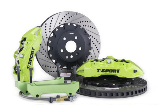 Audi Q3 fitted with a TTSPORT Classic 8657 big brake kit behind the factory wheel