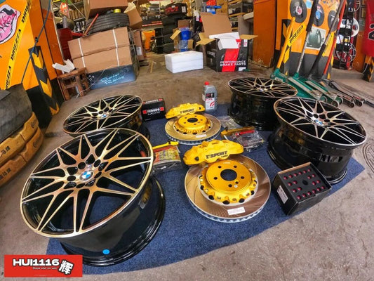 BMW 5 Series fitted with TTSPORT 5410 forged four-piston front big brake kit behind 18-inch wheels