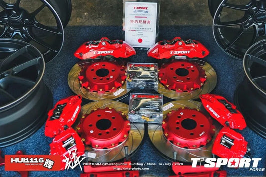BMW 3 Series G20 with TTSPORT Classic 8703 six-piston front big brake kit behind the factory 18-inch wheel