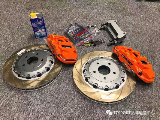 Mazda3 Axela fitted with TTSPORT Classic 5410 forged four-piston big brake kit behind 18-inch OEM wheels