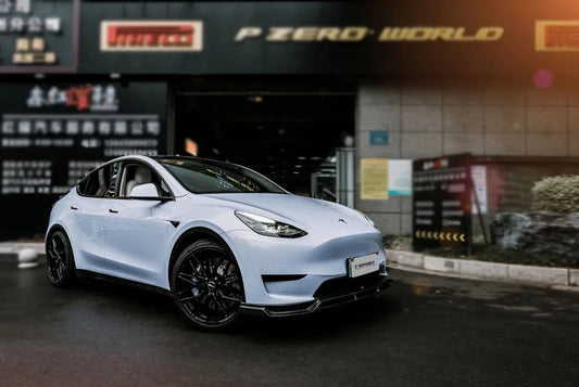 Tesla Model 3 fitted with TTSPORT 8703S six-piston front big brake kit behind a 21-inch wheel