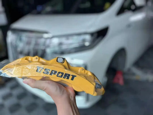Toyota Alphard front end with TTSPORT 8703 six-piston big brake kit installed behind 19-inch wheels