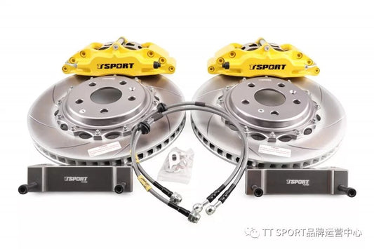 Volkswagen Polo fitted with a TTSPORT 5200 four-piston caliper and 330mm Dacromet-coated rotor