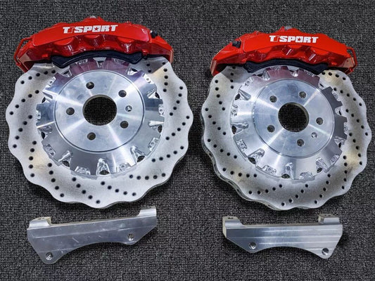 Volkswagen Tiguan fitted with the TTSPORT 8703 six-piston big brake kit and cross-drilled rotor