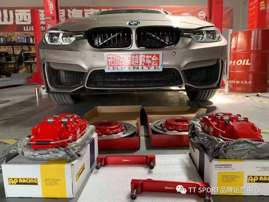 BMW 320Li fitted with a TTSPORT AP9540 big brake kit and 355mm slotted two-piece rotor