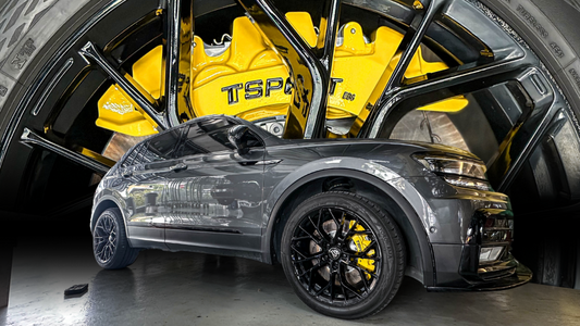 Volkswagen Tiguan fitted with TTSPORT Evolution EB6 six-piston big brake kit behind a 19-inch wheel