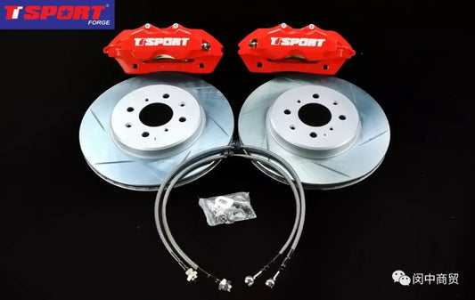 Honda Fit/Jazz GK5 front axle with TTSPORT four-piston caliper and 285mm one-piece rotor installed