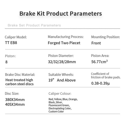 TTSPORT EB8 Front Brake Kit