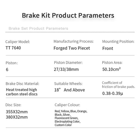 TTSPORT 7640 Front Brake Kit