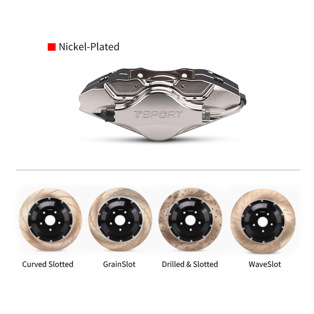 TTSPORT TR20 racing brake kit, all optional brake disc styles, including slotted and cross-drilled.