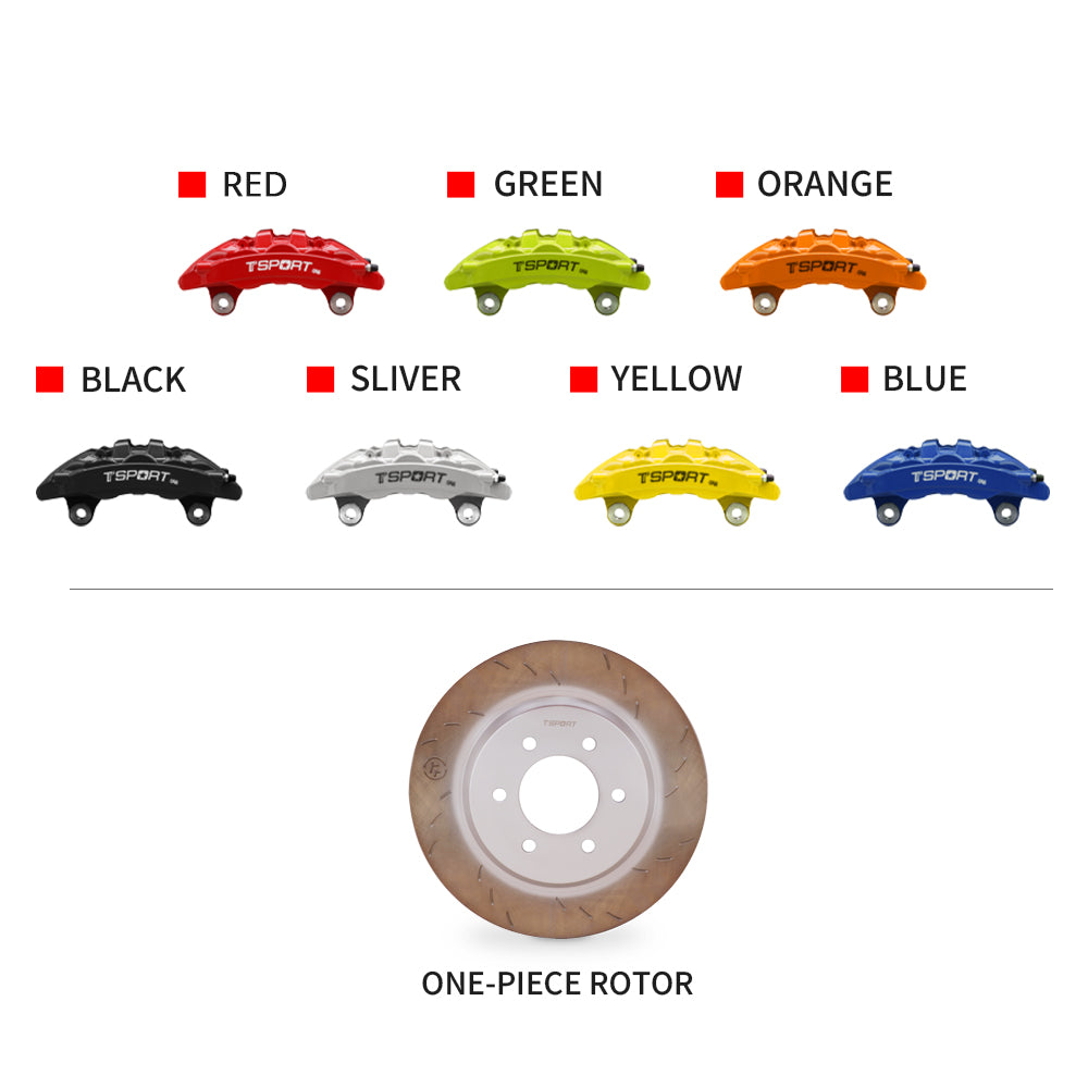 Close-up of TTSPORT OR6 forged brake caliper [Red/Yellow/Green/Orange/Black/Silver/Yellow/Blue] finish for Ford Bronco & Raptor off-road upgrade.