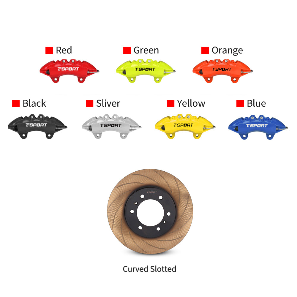 Customization options for the TTSPORT GWM Cannon 7640TK front wheel brake kit, featuring available caliper colors (red, blue, green, orange) and rotor designs (slotted).