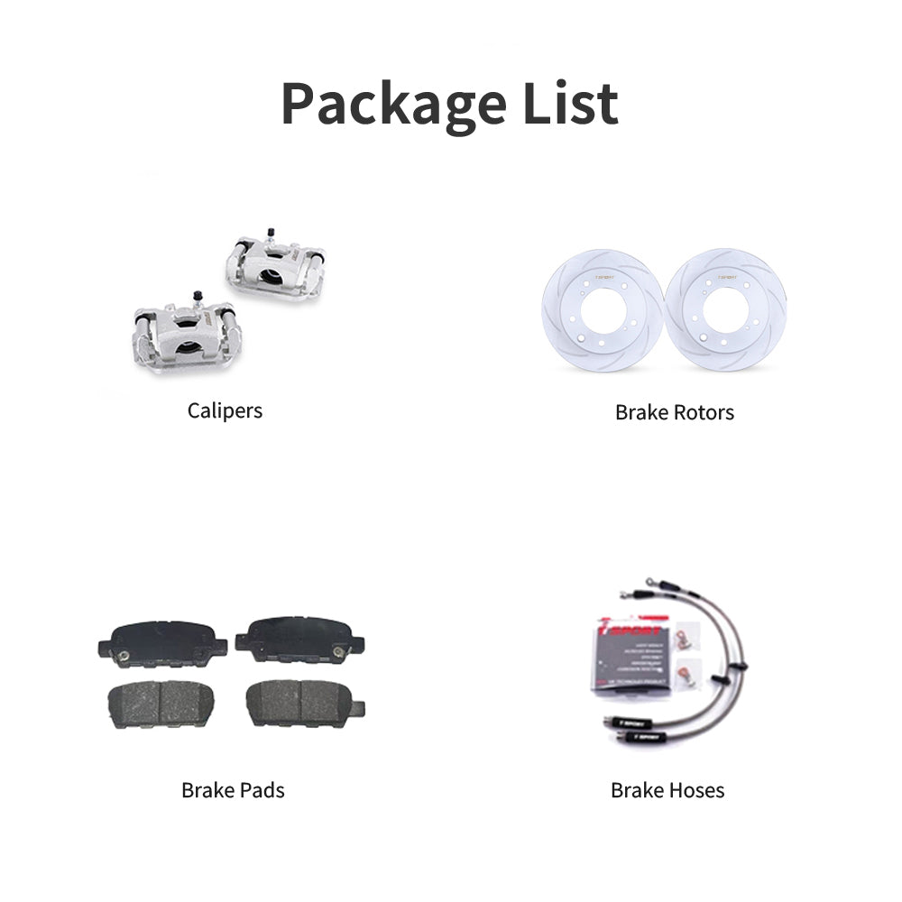 Unboxing the complete TTSPORT Suzuki Jimny rear wheel big brake kit, including all components: calipers, rotors, pads, and brake lines.