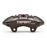 Side profile view of the TTSPORT 7642TK brake system fitment behind off-road wheels on Toyota Tundra (XK70) & Sequoia (XK80).