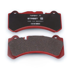 A set of TTSPORT 01 silent and wear-resistant street brake pads on a white background, designed for street performance cars.
